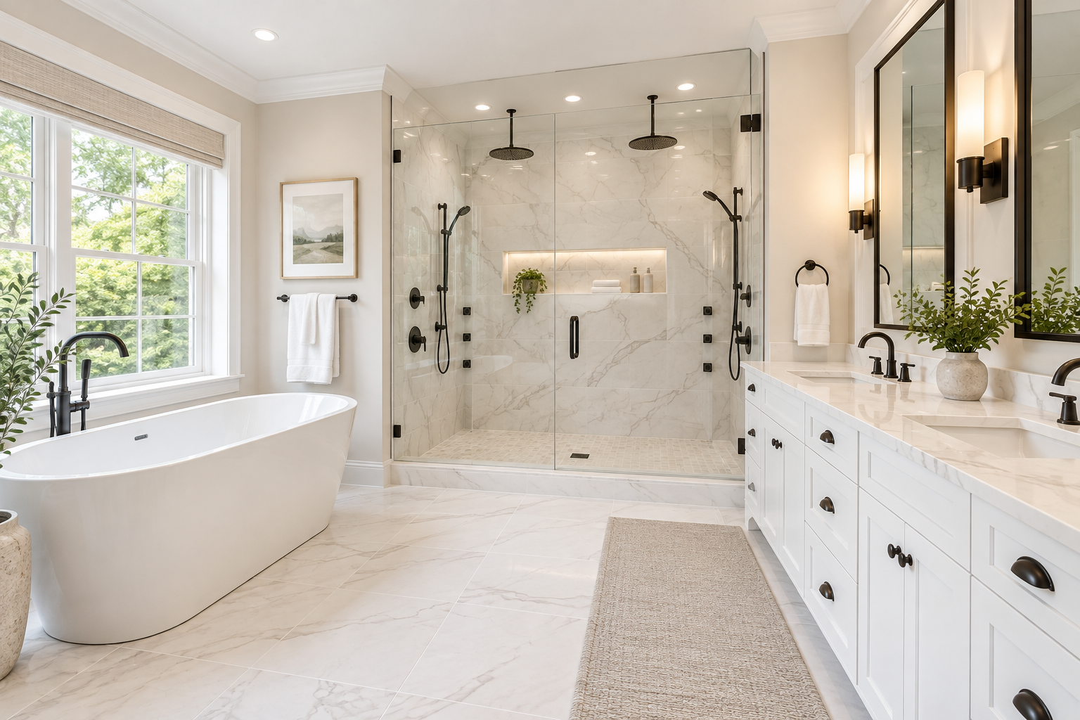 Illustration of a tiled bathroom