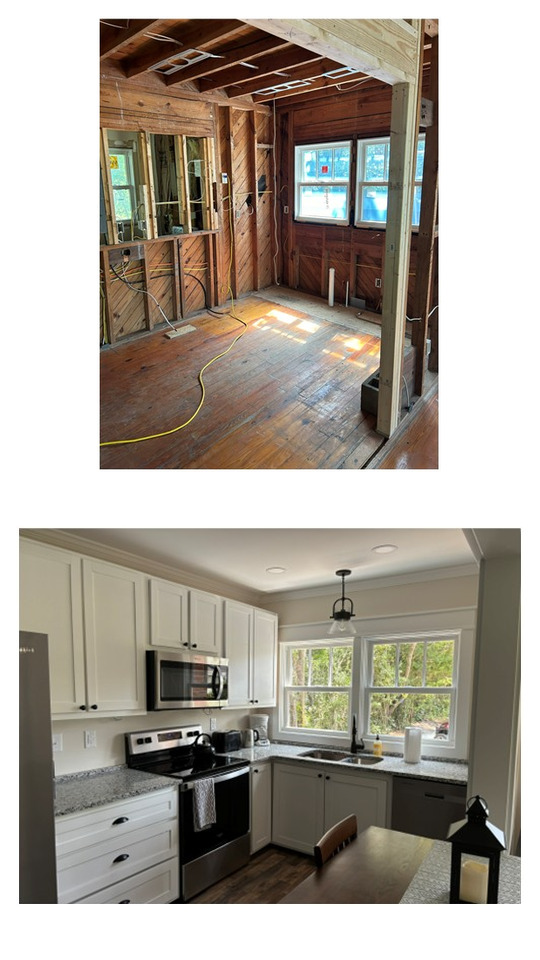 Before and after view of kitchen build-out by BuildPRO